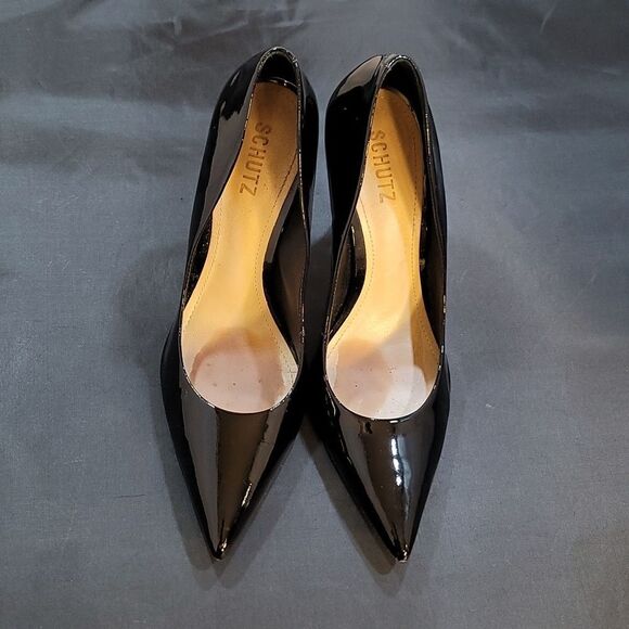 SCHUTZ LOU POINTED TOE LEATHER WOMEN"S HIGH HEEL STILETTOS PUMP - Picture 3 of 13